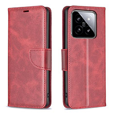 Handytasche Stand Schutzhülle Flip Leder Hülle B04F für Xiaomi Mi 14 Pro 5G Rot