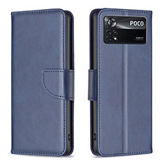 Handytasche Stand Schutzhülle Flip Leder Hülle B04F für Xiaomi Poco X4 Pro 5G Blau