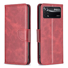 Handytasche Stand Schutzhülle Flip Leder Hülle B04F für Xiaomi Poco X4 Pro 5G Rot