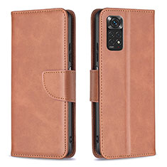 Handytasche Stand Schutzhülle Flip Leder Hülle B04F für Xiaomi Redmi Note 11 4G (2022) Braun