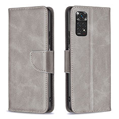 Handytasche Stand Schutzhülle Flip Leder Hülle B04F für Xiaomi Redmi Note 11 4G (2022) Grau