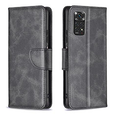 Handytasche Stand Schutzhülle Flip Leder Hülle B04F für Xiaomi Redmi Note 11 4G (2022) Schwarz