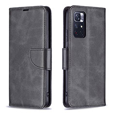 Handytasche Stand Schutzhülle Flip Leder Hülle B04F für Xiaomi Redmi Note 11T 5G Schwarz