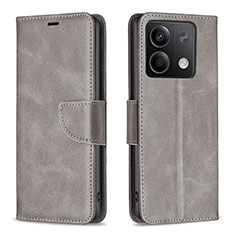 Handytasche Stand Schutzhülle Flip Leder Hülle B04F für Xiaomi Redmi Note 13 5G Grau