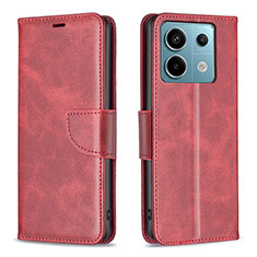 Handytasche Stand Schutzhülle Flip Leder Hülle B04F für Xiaomi Redmi Note 13 Pro 5G Rot