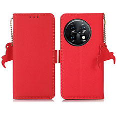 Handytasche Stand Schutzhülle Flip Leder Hülle B04H für OnePlus 11 5G Rot