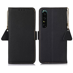 Handytasche Stand Schutzhülle Flip Leder Hülle B04H für Sony Xperia 1 IV SO-51C Schwarz