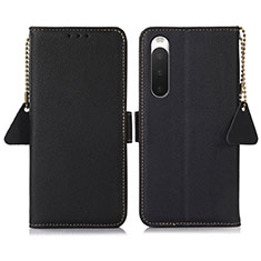 Handytasche Stand Schutzhülle Flip Leder Hülle B04H für Sony Xperia 10 IV Schwarz