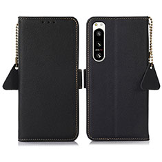 Handytasche Stand Schutzhülle Flip Leder Hülle B04H für Sony Xperia 5 IV Schwarz