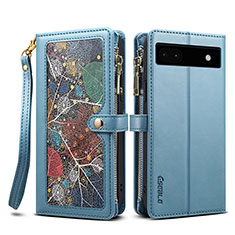 Handytasche Stand Schutzhülle Flip Leder Hülle B04S für Google Pixel 6a 5G Blau