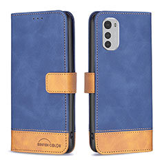 Handytasche Stand Schutzhülle Flip Leder Hülle B05F für Motorola Moto E32s Blau