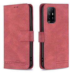 Handytasche Stand Schutzhülle Flip Leder Hülle B05F für Oppo A95 5G Rot