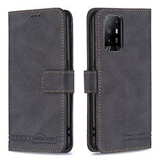 Handytasche Stand Schutzhülle Flip Leder Hülle B05F für Oppo F19 Pro+ Plus 5G Schwarz