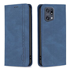 Handytasche Stand Schutzhülle Flip Leder Hülle B05F für Oppo Find X5 Pro 5G Blau