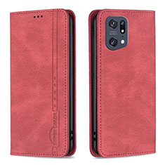 Handytasche Stand Schutzhülle Flip Leder Hülle B05F für Oppo Find X5 Pro 5G Rot