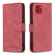 Handytasche Stand Schutzhülle Flip Leder Hülle B05F für Samsung Galaxy A03 Rot