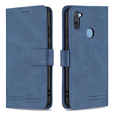 Handytasche Stand Schutzhülle Flip Leder Hülle B05F für Samsung Galaxy A11 Blau