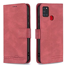 Handytasche Stand Schutzhülle Flip Leder Hülle B05F für Samsung Galaxy A21s Rot