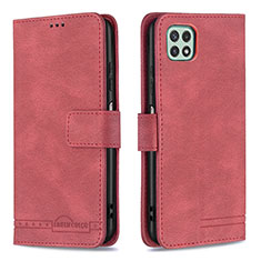 Handytasche Stand Schutzhülle Flip Leder Hülle B05F für Samsung Galaxy A22 5G Rot