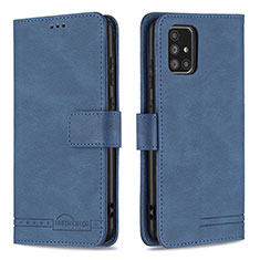 Handytasche Stand Schutzhülle Flip Leder Hülle B05F für Samsung Galaxy A71 5G Blau