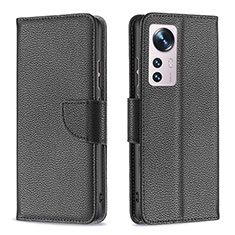 Handytasche Stand Schutzhülle Flip Leder Hülle B05F für Xiaomi Mi 12 5G Schwarz