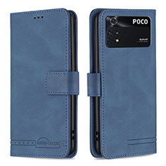 Handytasche Stand Schutzhülle Flip Leder Hülle B05F für Xiaomi Poco M4 Pro 4G Blau