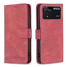 Handytasche Stand Schutzhülle Flip Leder Hülle B05F für Xiaomi Poco M4 Pro 4G Rot