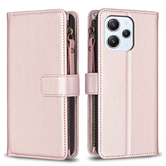 Handytasche Stand Schutzhülle Flip Leder Hülle B05F für Xiaomi Redmi 12 4G Rosegold