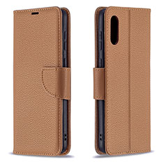 Handytasche Stand Schutzhülle Flip Leder Hülle B06F für Samsung Galaxy A02 Braun