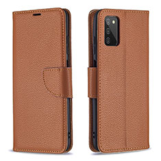 Handytasche Stand Schutzhülle Flip Leder Hülle B06F für Samsung Galaxy A02s Braun