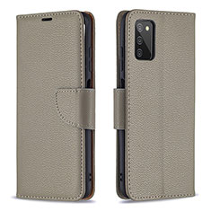 Handytasche Stand Schutzhülle Flip Leder Hülle B06F für Samsung Galaxy A02s Grau