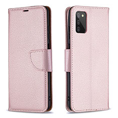 Handytasche Stand Schutzhülle Flip Leder Hülle B06F für Samsung Galaxy A02s Rosegold