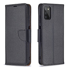 Handytasche Stand Schutzhülle Flip Leder Hülle B06F für Samsung Galaxy A02s Schwarz