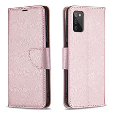 Handytasche Stand Schutzhülle Flip Leder Hülle B06F für Samsung Galaxy A03s Rosegold