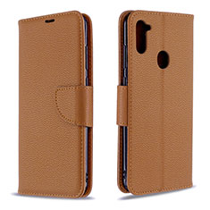 Handytasche Stand Schutzhülle Flip Leder Hülle B06F für Samsung Galaxy A11 Braun