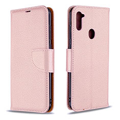 Handytasche Stand Schutzhülle Flip Leder Hülle B06F für Samsung Galaxy A11 Rosegold