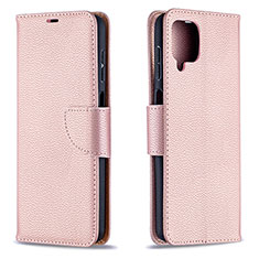 Handytasche Stand Schutzhülle Flip Leder Hülle B06F für Samsung Galaxy A12 5G Rosegold