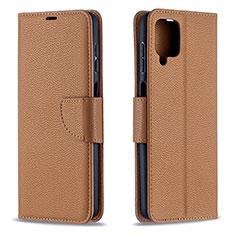 Handytasche Stand Schutzhülle Flip Leder Hülle B06F für Samsung Galaxy A12 Nacho Braun