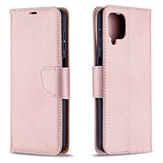 Handytasche Stand Schutzhülle Flip Leder Hülle B06F für Samsung Galaxy A12 Nacho Rosegold