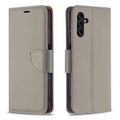 Handytasche Stand Schutzhülle Flip Leder Hülle B06F für Samsung Galaxy A13 5G Grau