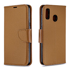 Handytasche Stand Schutzhülle Flip Leder Hülle B06F für Samsung Galaxy A20 Braun