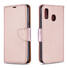 Handytasche Stand Schutzhülle Flip Leder Hülle B06F für Samsung Galaxy A20 Rosegold