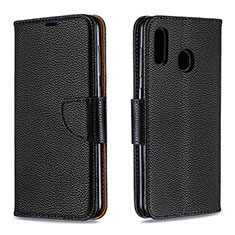 Handytasche Stand Schutzhülle Flip Leder Hülle B06F für Samsung Galaxy A20 Schwarz