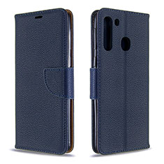 Handytasche Stand Schutzhülle Flip Leder Hülle B06F für Samsung Galaxy A21 Blau