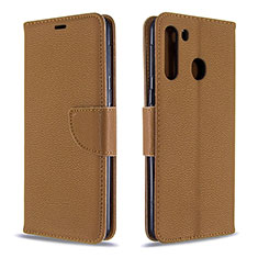 Handytasche Stand Schutzhülle Flip Leder Hülle B06F für Samsung Galaxy A21 Braun