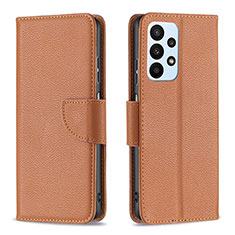 Handytasche Stand Schutzhülle Flip Leder Hülle B06F für Samsung Galaxy A23 4G Braun