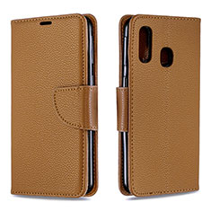 Handytasche Stand Schutzhülle Flip Leder Hülle B06F für Samsung Galaxy A40 Braun