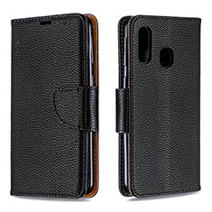 Handytasche Stand Schutzhülle Flip Leder Hülle B06F für Samsung Galaxy A40 Schwarz