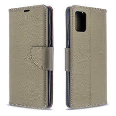 Handytasche Stand Schutzhülle Flip Leder Hülle B06F für Samsung Galaxy A51 4G Grau