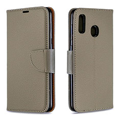 Handytasche Stand Schutzhülle Flip Leder Hülle B06F für Samsung Galaxy M10S Grau